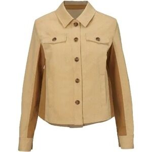 Cabi Mason Jacket Tan Cotton Nylon Utility Blazer Button-Down‎ Pockets Size M